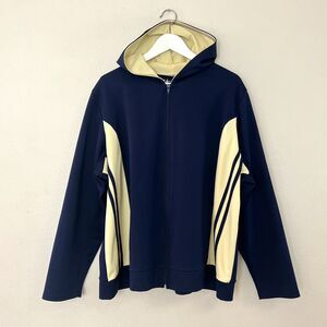 Vintage Venezia Full-Zip Navy Butter Yellow Colorblock Hooded Track Jacket Sz 3X